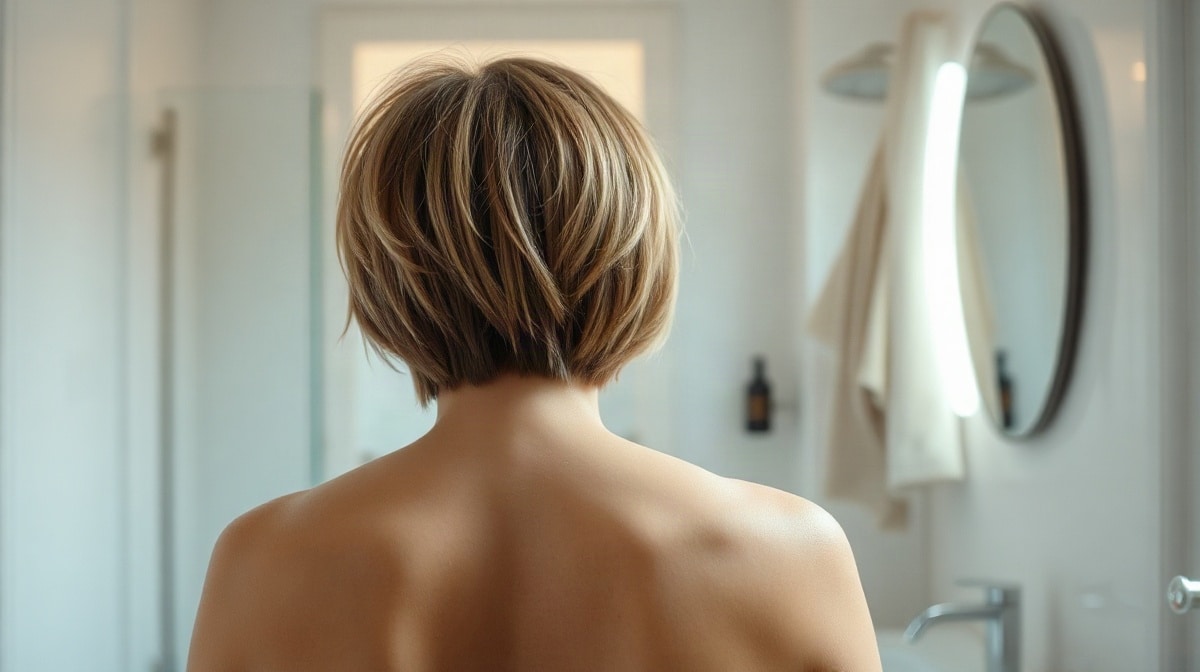 Frange rideau sur cheveux courts
